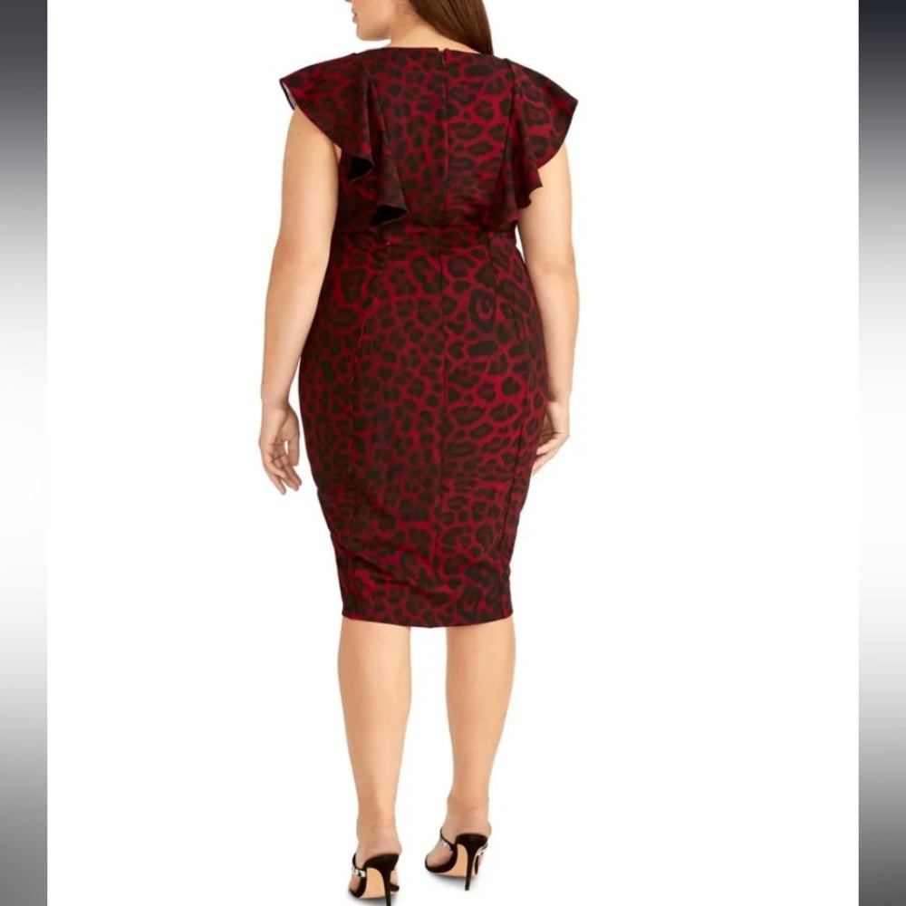 Women’s Dress Plus Size 16W RACHEL RACHEL ROY Red Short Sleeve Animal Print NEW - Picture 2 of 6